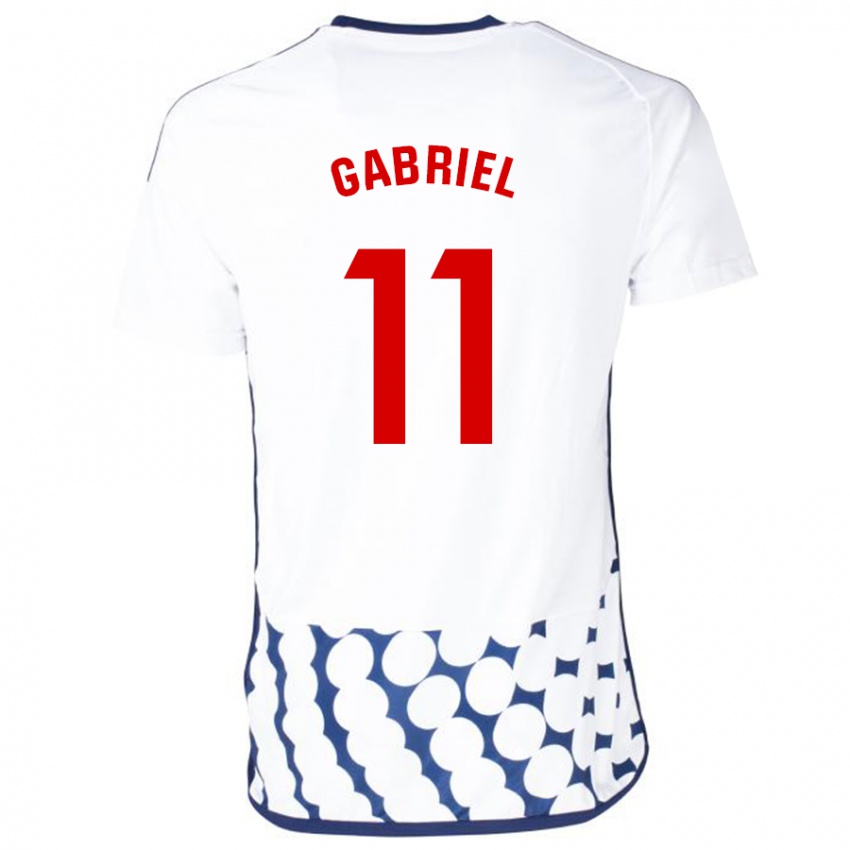 Mulher Camisola Sergio Gabriel #11 Branco Alternativa 2023/24 Camisa