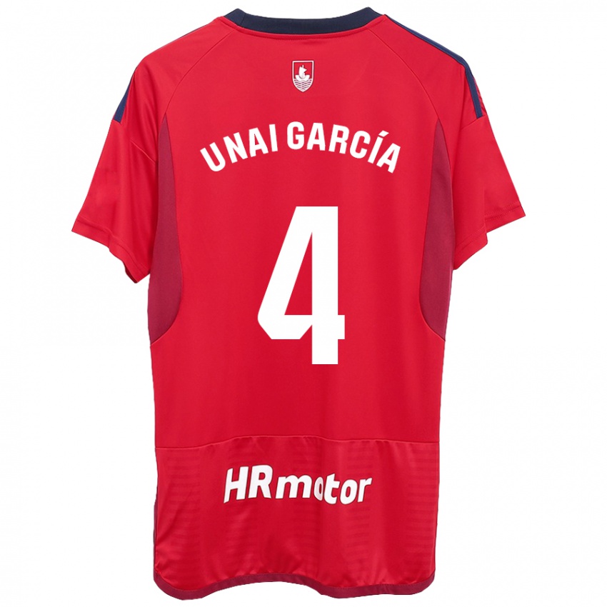 Criança Camisola Unai García #4 Vermelho Principal 2023/24 Camisa