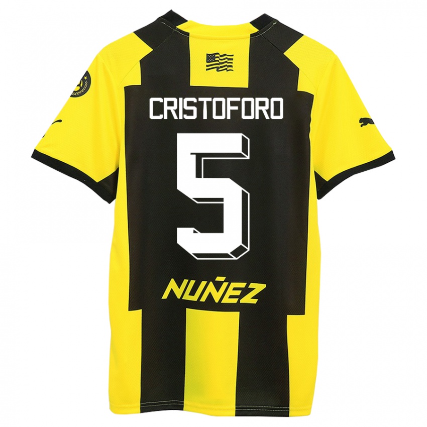 Criança Camisola Sebastián Cristóforo #5 Amarelo Preto Principal 2023/24 Camisa