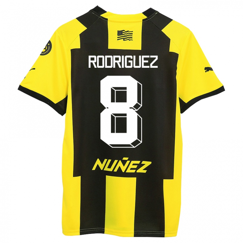 Criança Camisola Sebastián Rodríguez #8 Amarelo Preto Principal 2023/24 Camisa