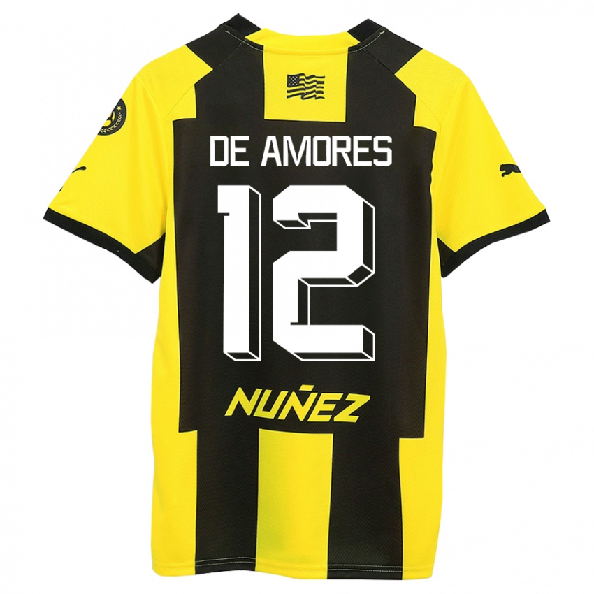 Criança Camisola Guillermo De Amores #12 Amarelo Preto Principal 2023/24 Camisa