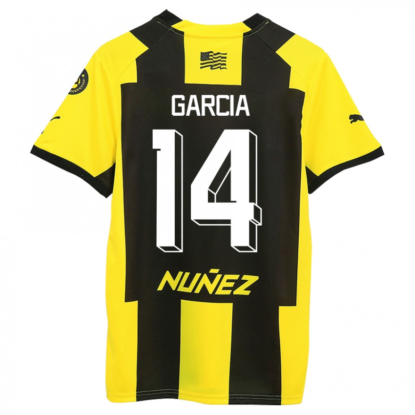 Criança Camisola Damián García #14 Amarelo Preto Principal 2023/24 Camisa