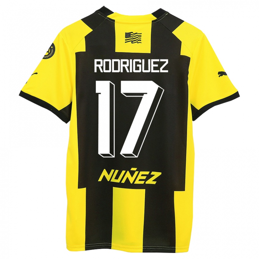 Criança Camisola Valentín Rodríguez #17 Amarelo Preto Principal 2023/24 Camisa