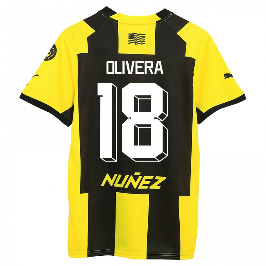 Criança Camisola Maximiliano Olivera #18 Amarelo Preto Principal 2023/24 Camisa