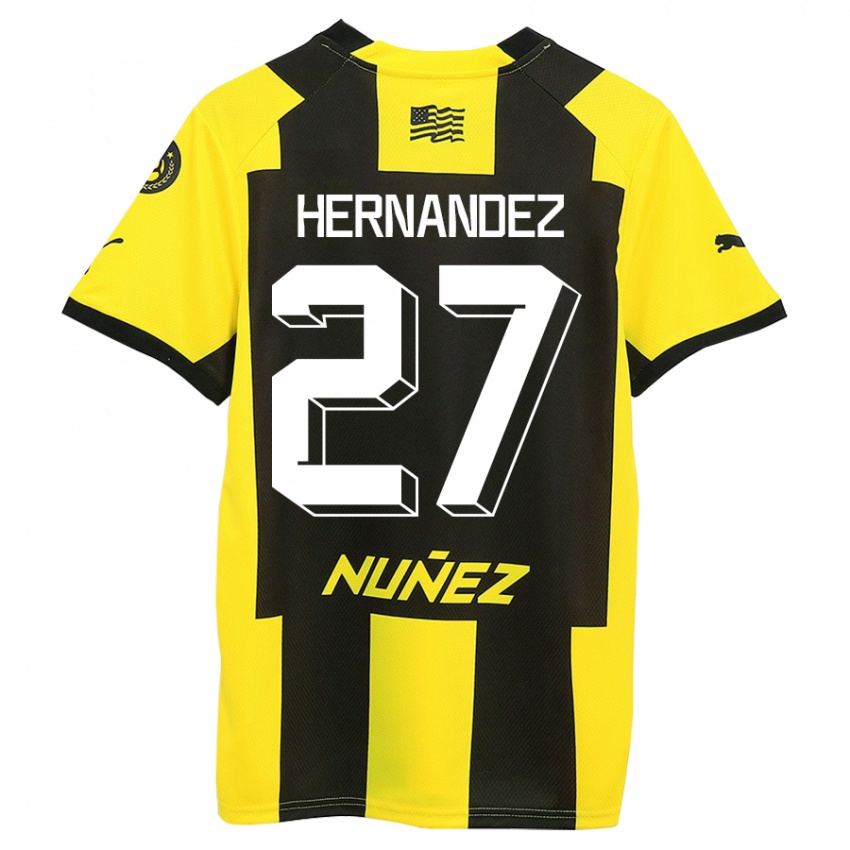 Criança Camisola Lucas Hernández #27 Amarelo Preto Principal 2023/24 Camisa