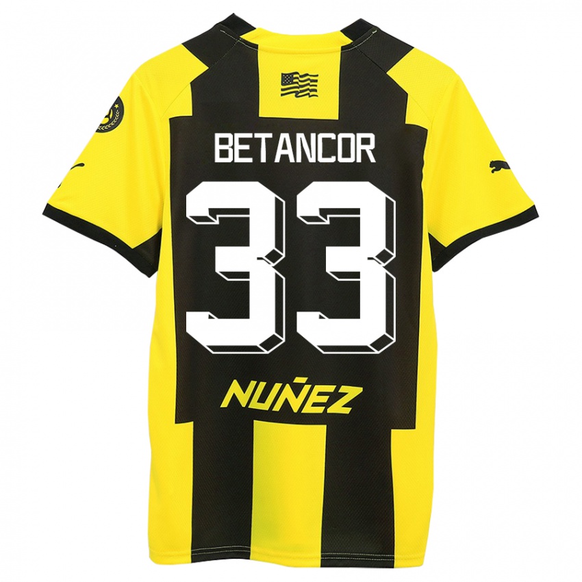 Criança Camisola Bruno Betancor #33 Amarelo Preto Principal 2023/24 Camisa