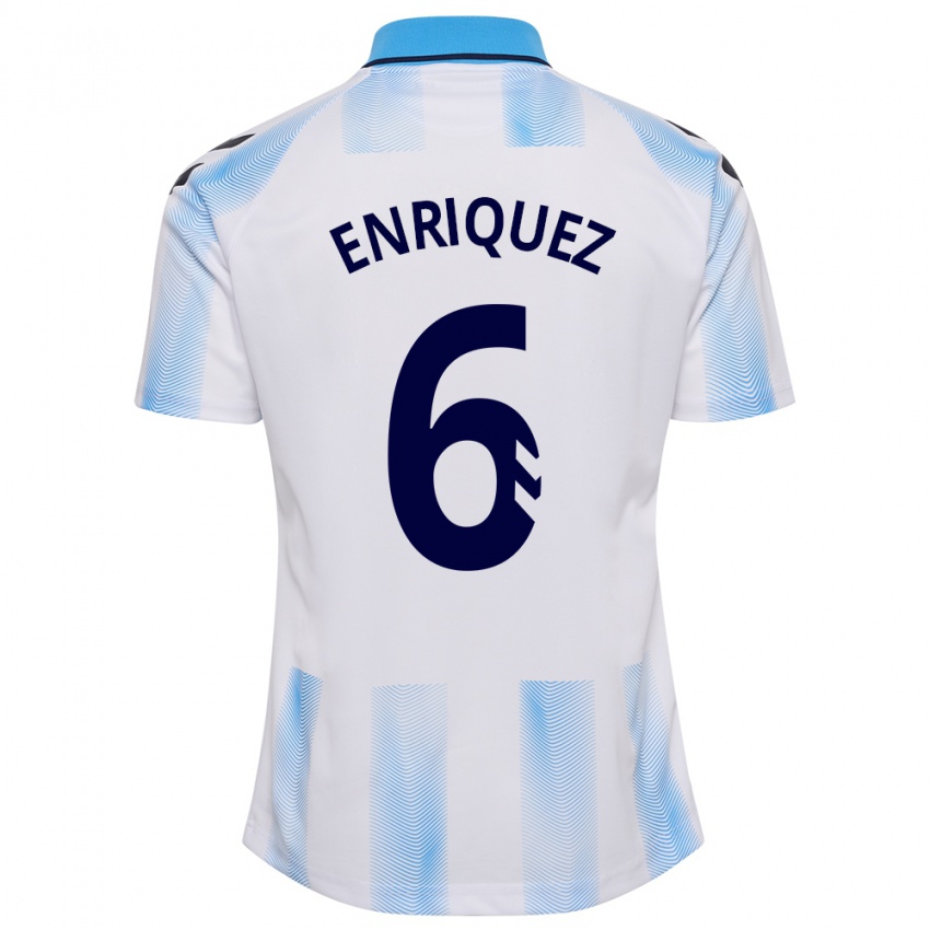 Criança Camisola Ramón Enríquez #6 Branco Azul Principal 2023/24 Camisa