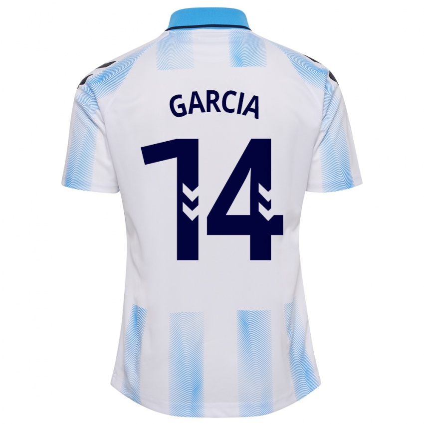 Criança Camisola Víctor García #14 Branco Azul Principal 2023/24 Camisa