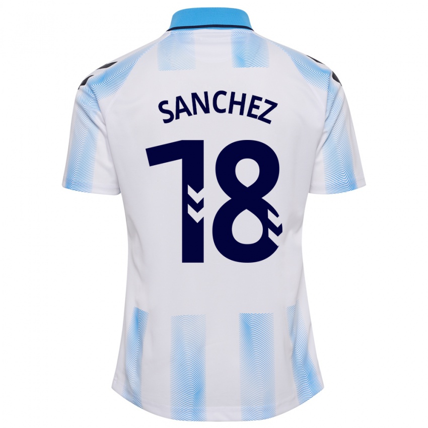 Criança Camisola Dani Sánchez #18 Branco Azul Principal 2023/24 Camisa