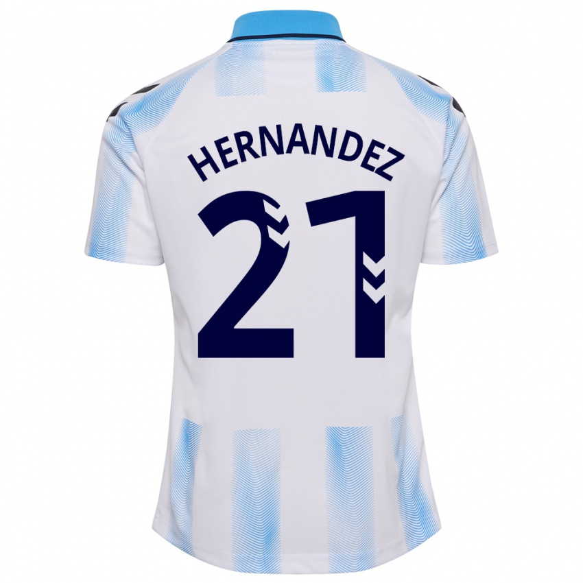 Criança Camisola Juan Hernández #21 Branco Azul Principal 2023/24 Camisa