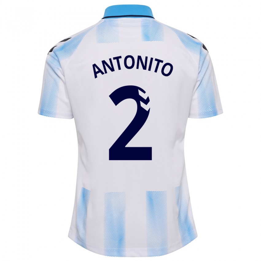 Criança Camisola Antoñito #2 Branco Azul Principal 2023/24 Camisa