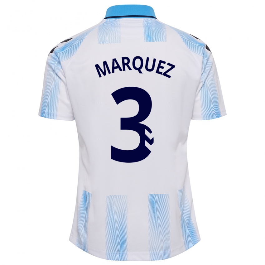 Criança Camisola David Márquez #3 Branco Azul Principal 2023/24 Camisa