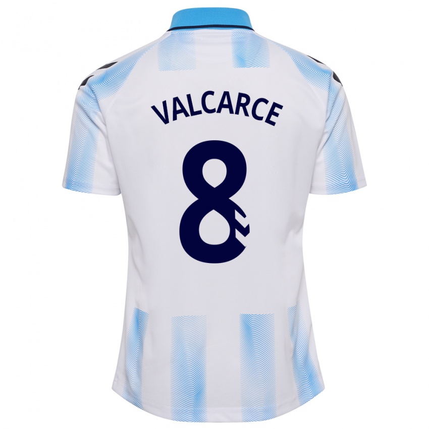 Criança Camisola Alejandro Valcarce #8 Branco Azul Principal 2023/24 Camisa