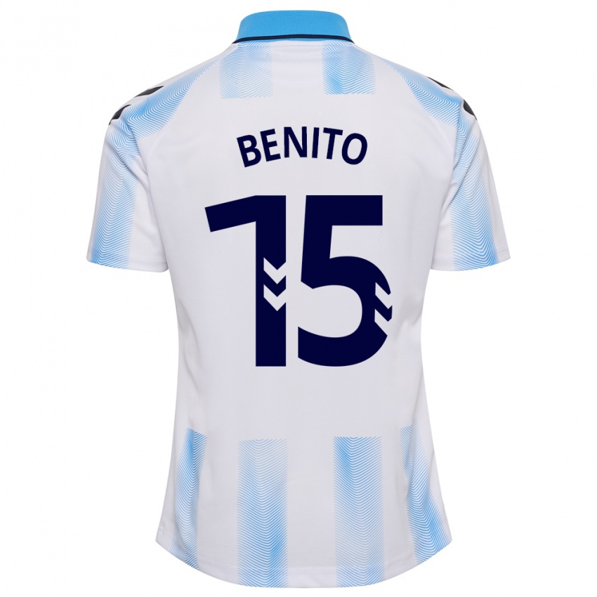 Criança Camisola Iván Benito #15 Branco Azul Principal 2023/24 Camisa