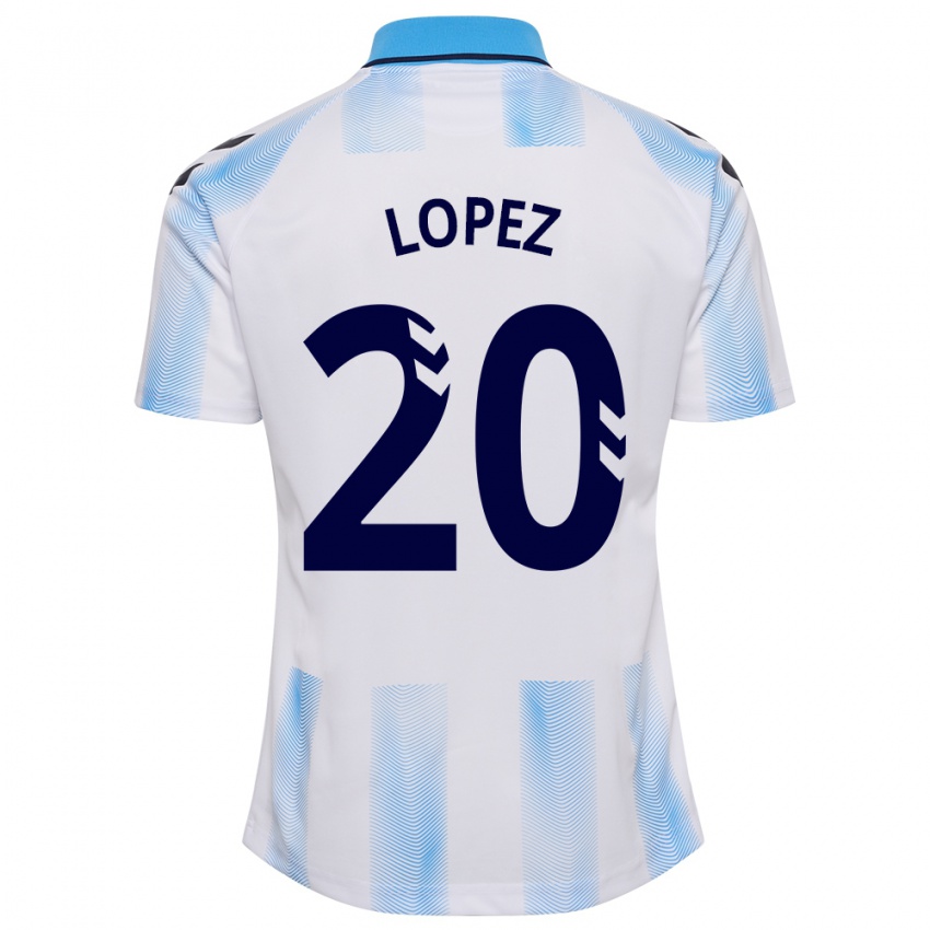 Criança Camisola Adri López #20 Branco Azul Principal 2023/24 Camisa