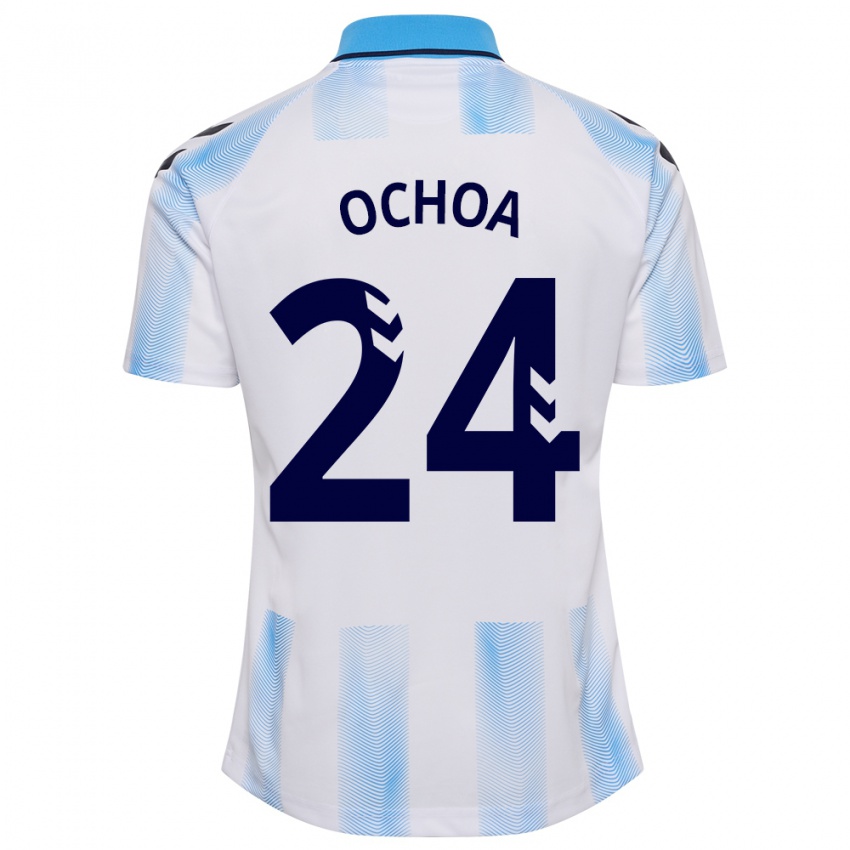 Criança Camisola Aarón Ochoa #24 Branco Azul Principal 2023/24 Camisa