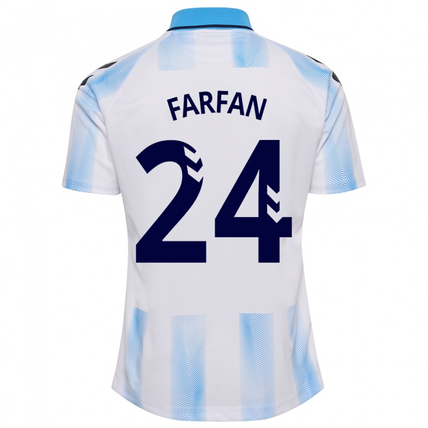 Criança Camisola María Farfán #24 Branco Azul Principal 2023/24 Camisa