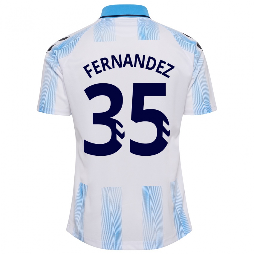 Criança Camisola Inés Fernández #35 Branco Azul Principal 2023/24 Camisa