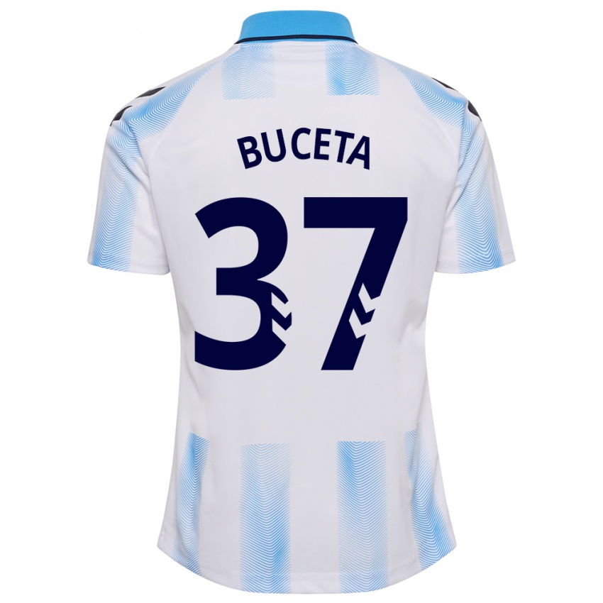 Criança Camisola Ana Buceta #37 Branco Azul Principal 2023/24 Camisa