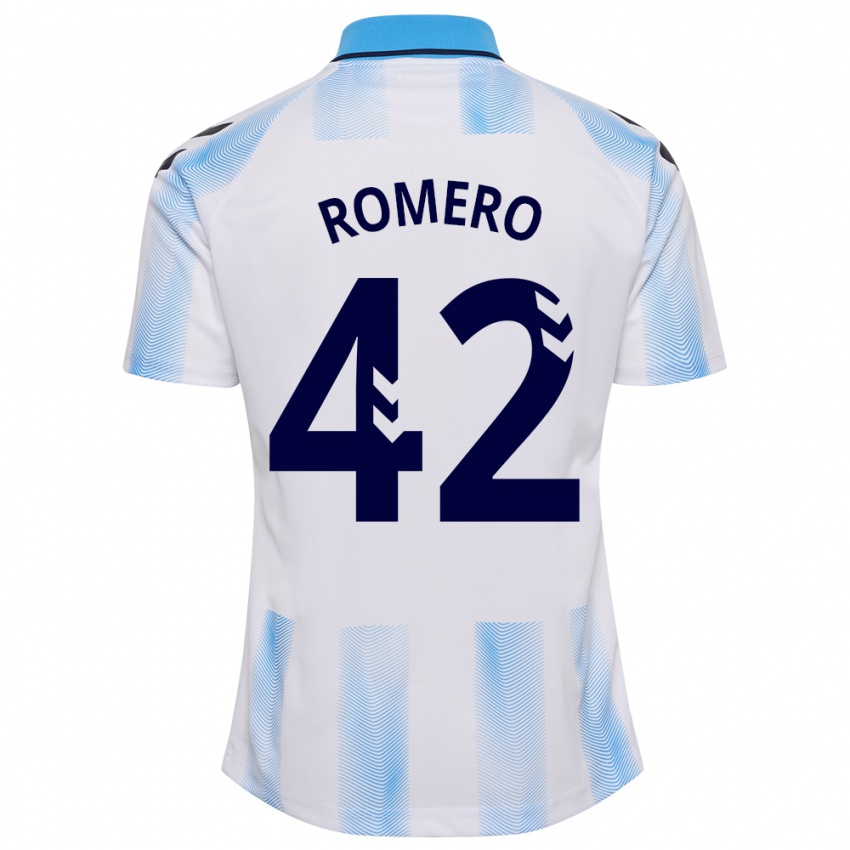 Criança Camisola Andrea Romero #42 Branco Azul Principal 2023/24 Camisa