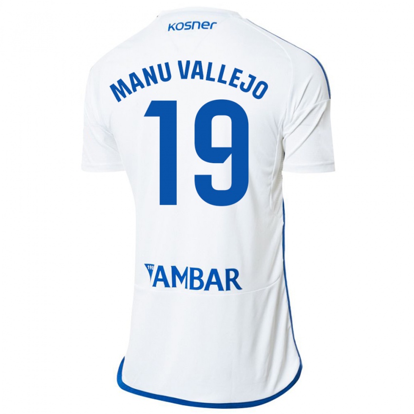 Criança Camisola Manu Vallejo #19 Branco Principal 2023/24 Camisa