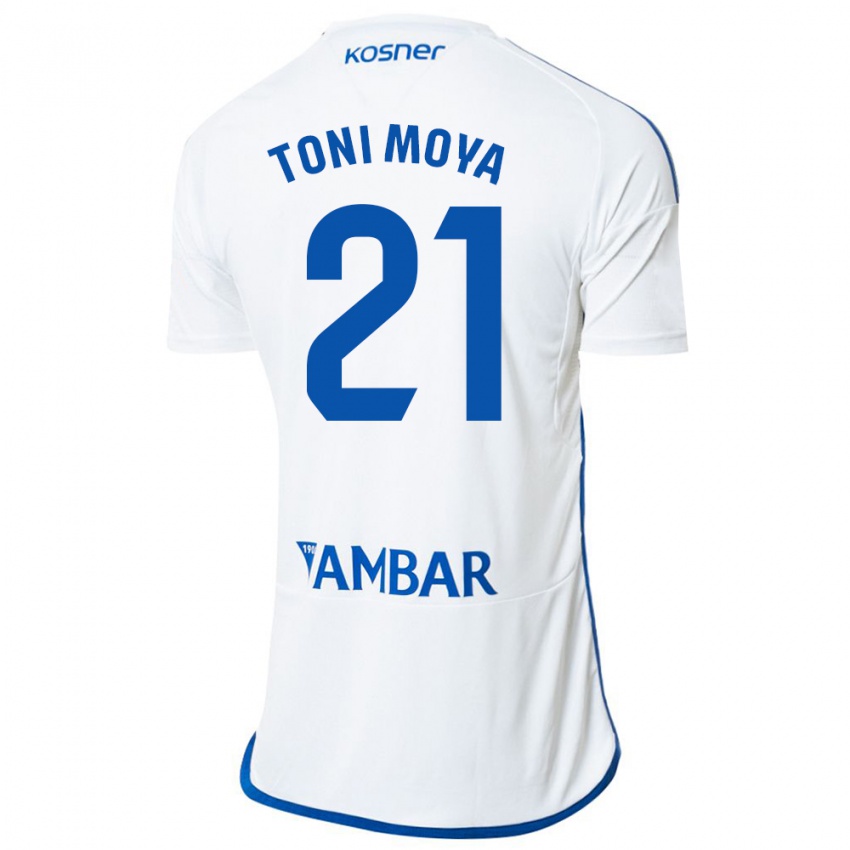 Criança Camisola Toni Moya #21 Branco Principal 2023/24 Camisa