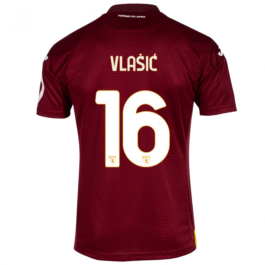 Criança Camisola Nikola Vlasic #16 Vermelho Escuro Principal 2023/24 Camisa