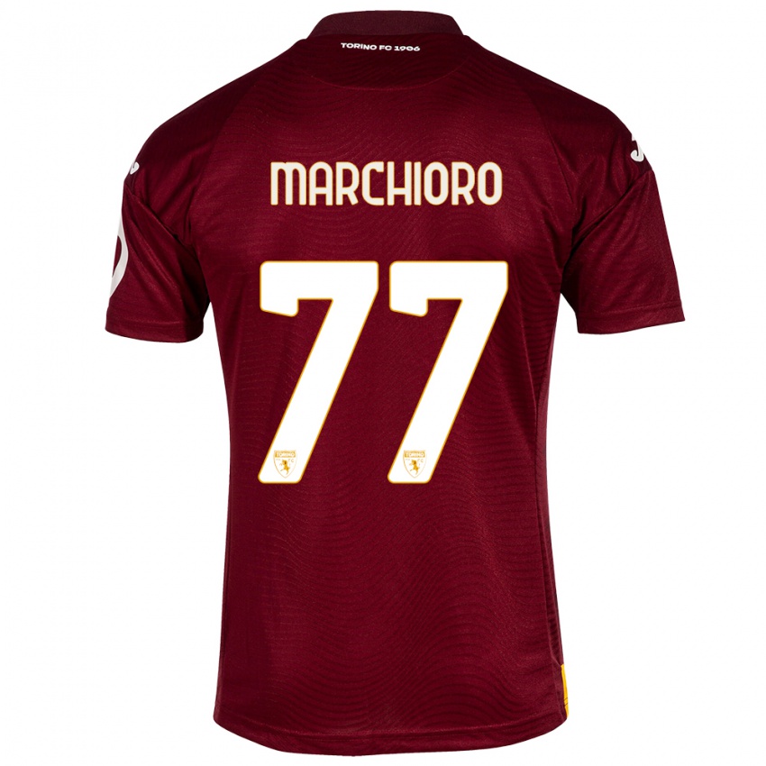 Criança Camisola Raffaele Marchioro #77 Vermelho Escuro Principal 2023/24 Camisa