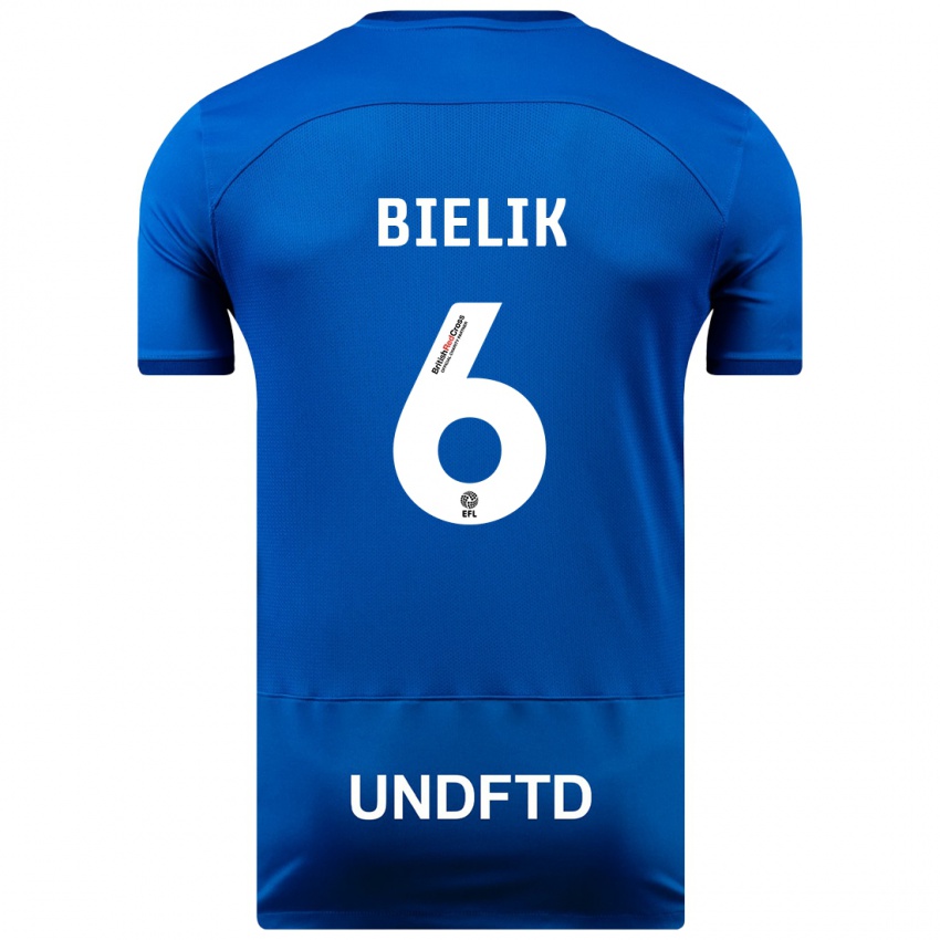 Criança Camisola Krystian Bielik #6 Azul Principal 2023/24 Camisa