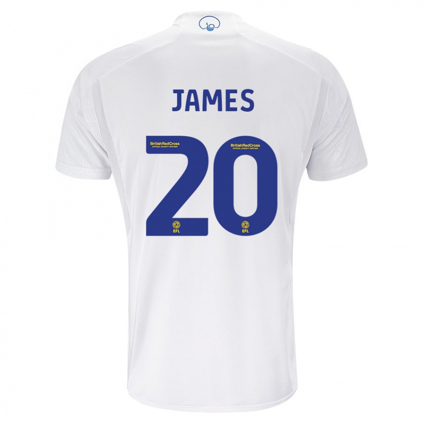 Criança Camisola Daniel James #20 Branco Principal 2023/24 Camisa