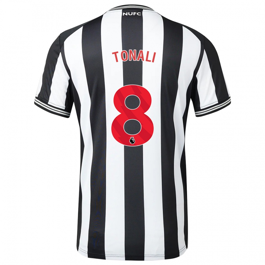 Criança Camisola Sandro Tonali #8 Preto Branco Principal 2023/24 Camisa