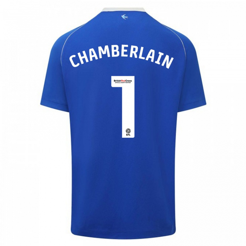Criança Camisola Ceryn Chamberlain #1 Azul Principal 2023/24 Camisa
