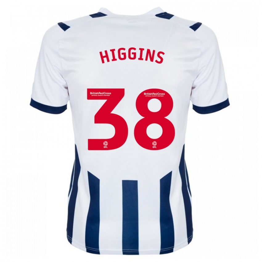 Criança Camisola Akeel Higgins #38 Branco Principal 2023/24 Camisa