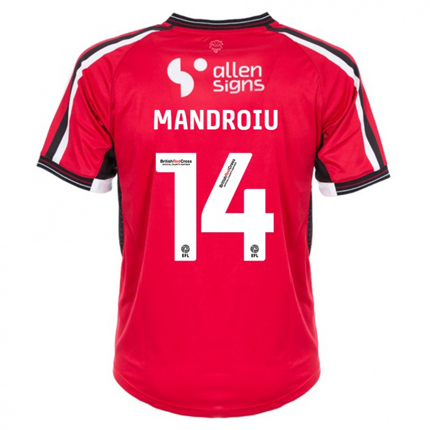 Criança Camisola Daniel Mandroiu #14 Vermelho Principal 2023/24 Camisa