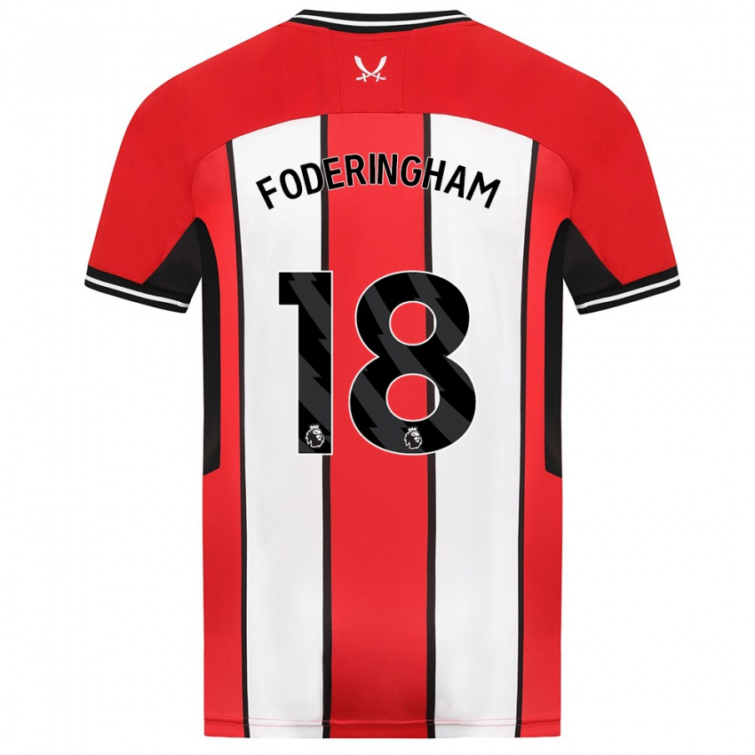 Criança Camisola Wes Foderingham #18 Vermelho Principal 2023/24 Camisa