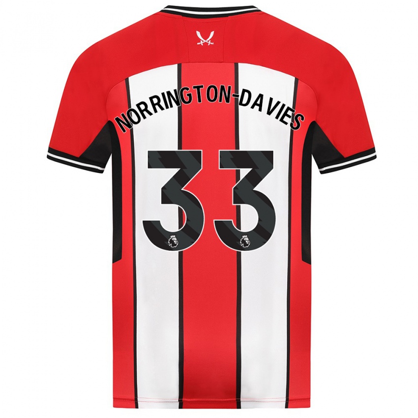 Criança Camisola Rhys Norrington-Davies #33 Vermelho Principal 2023/24 Camisa