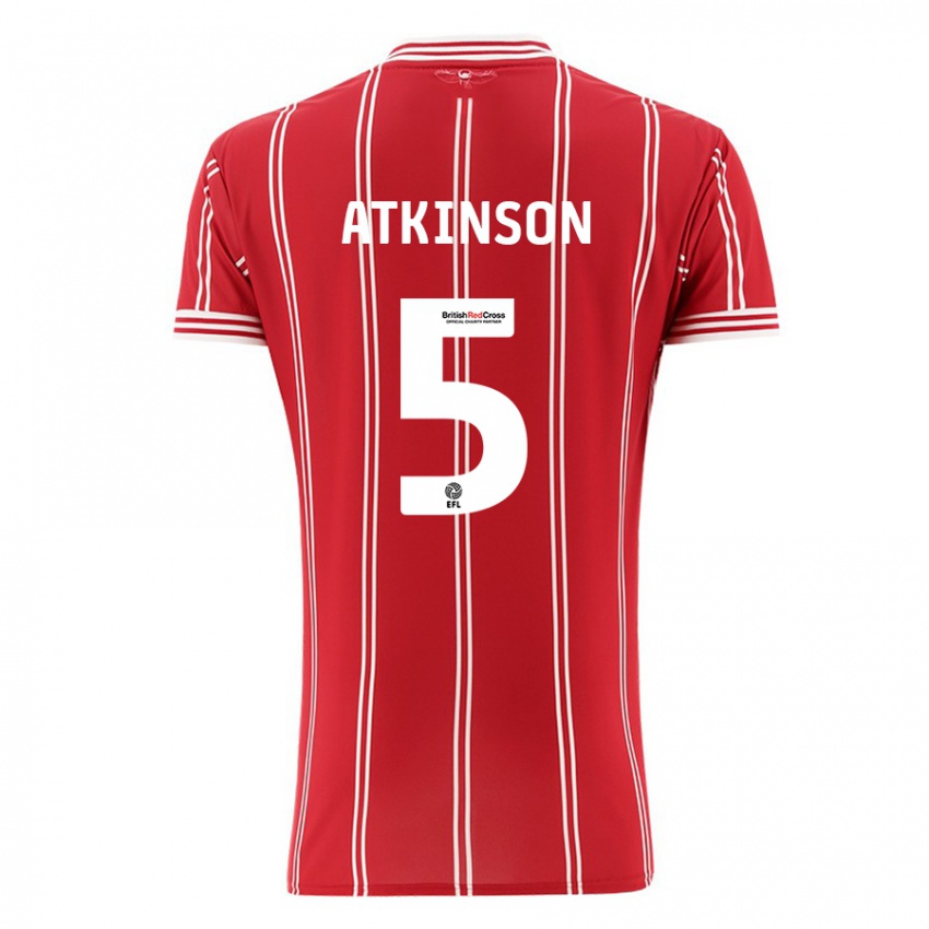 Criança Camisola Rob Atkinson #5 Vermelho Principal 2023/24 Camisa