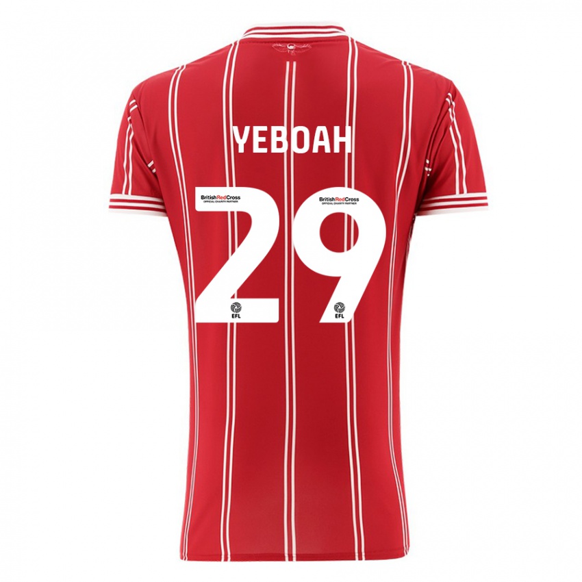 Criança Camisola Ephraim Yeboah #29 Vermelho Principal 2023/24 Camisa