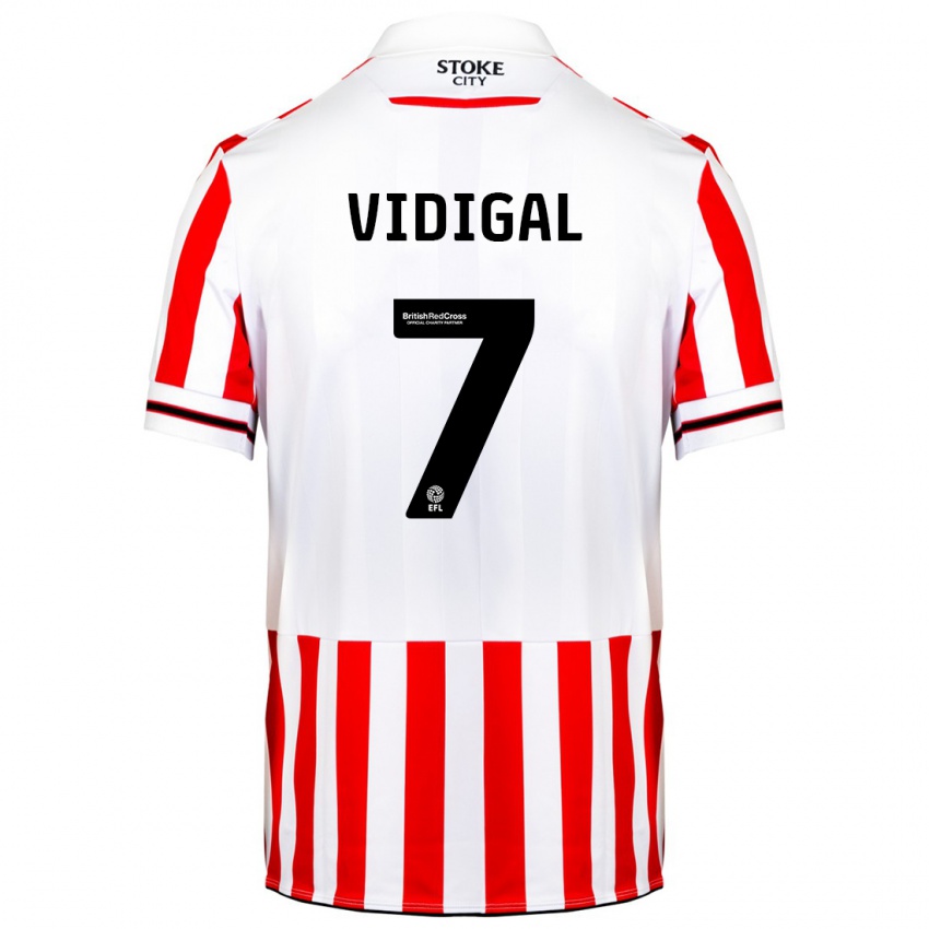 Criança Camisola André Vidigal #7 Vermelho Branco Principal 2023/24 Camisa