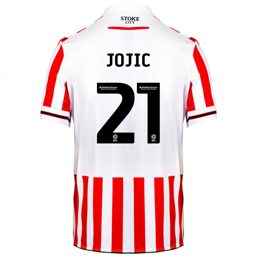 Criança Camisola Nikola Jojic #21 Vermelho Branco Principal 2023/24 Camisa