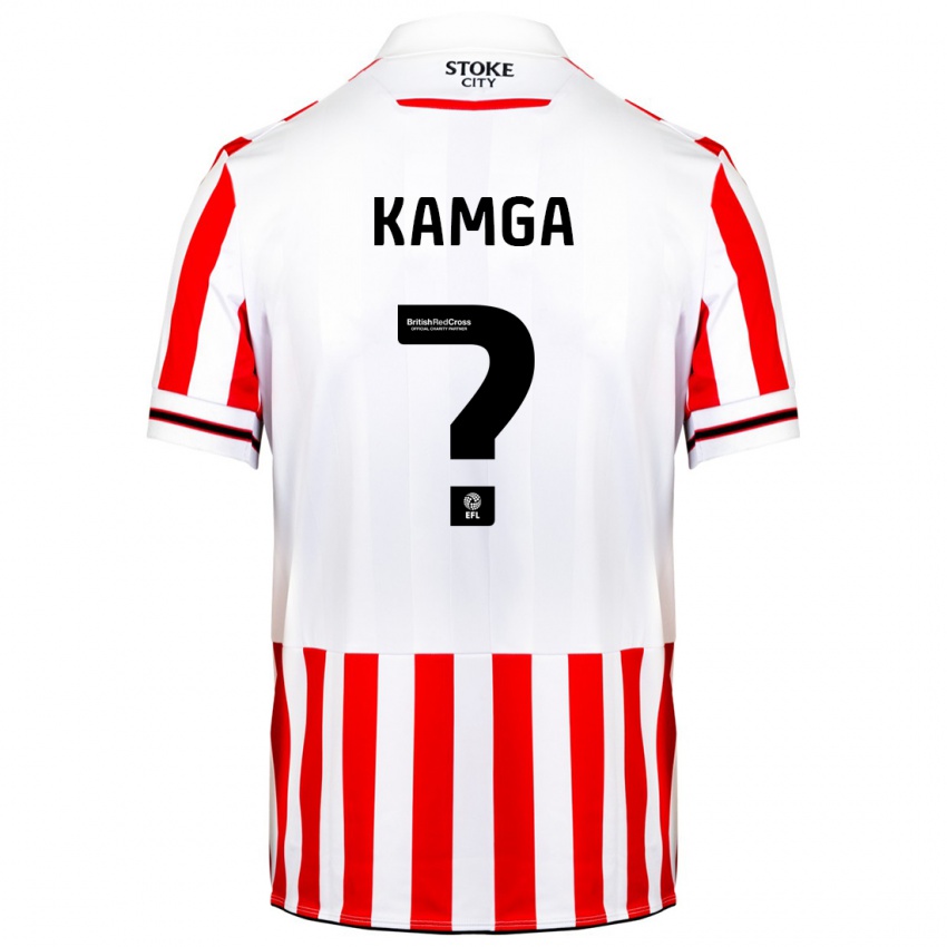 Criança Camisola Ian Kamga #0 Vermelho Branco Principal 2023/24 Camisa