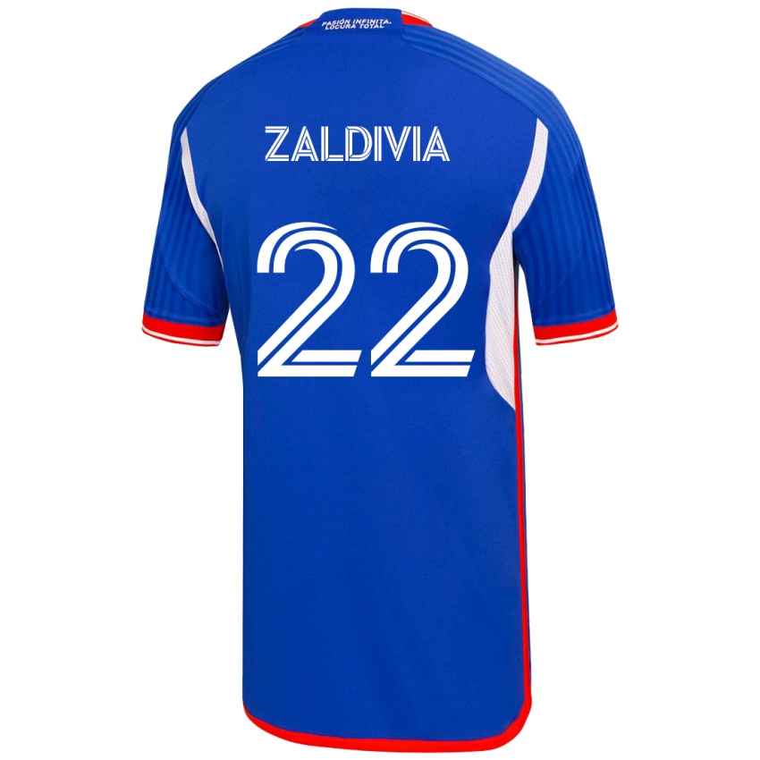 Criança Camisola Matías Zaldivia #22 Azul Principal 2023/24 Camisa