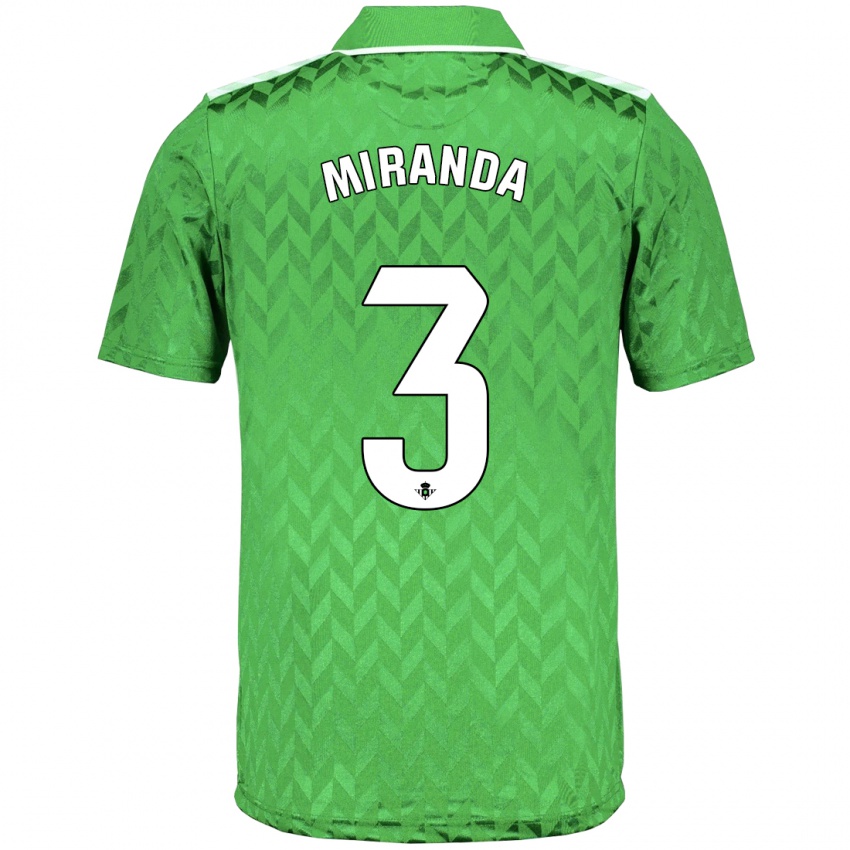 Criança Camisola Juan Miranda #3 Verde Alternativa 2023/24 Camisa