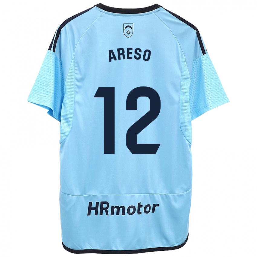 Criança Camisola Jesús Areso #12 Azul Alternativa 2023/24 Camisa