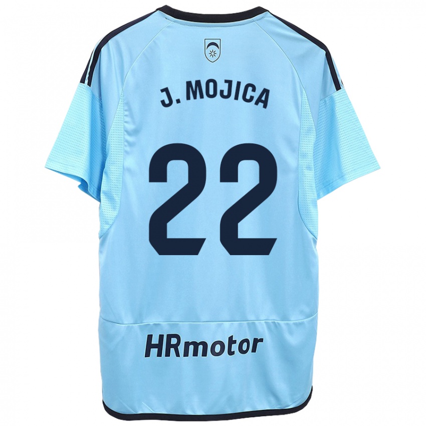 Criança Camisola Johan Mojica #22 Azul Alternativa 2023/24 Camisa