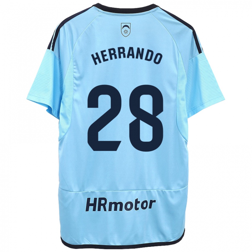 Criança Camisola Jorge Herrando #28 Azul Alternativa 2023/24 Camisa