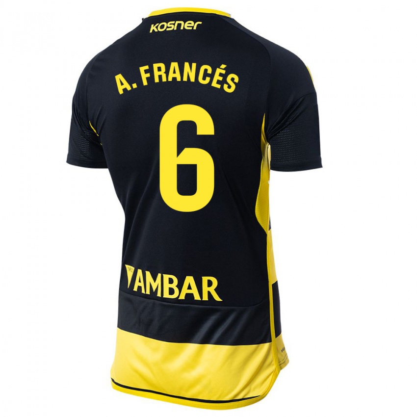 Criança Camisola Alejandro Francés #6 Preto Amarelo Alternativa 2023/24 Camisa