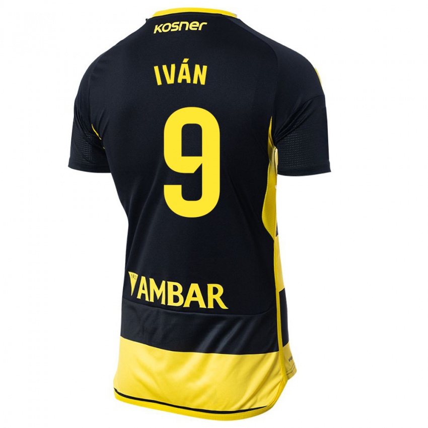 Criança Camisola Iván Azón #9 Preto Amarelo Alternativa 2023/24 Camisa