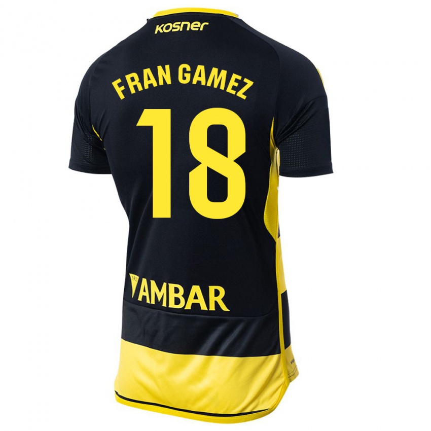 Criança Camisola Fran Gámez #18 Preto Amarelo Alternativa 2023/24 Camisa