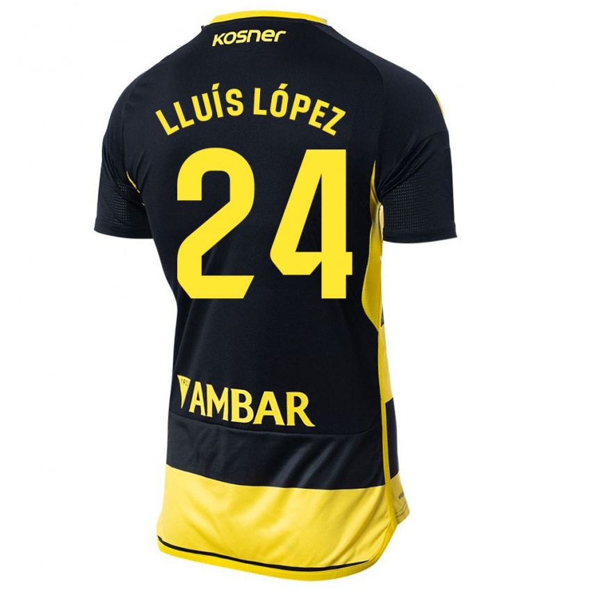 Criança Camisola Lluís López #24 Preto Amarelo Alternativa 2023/24 Camisa